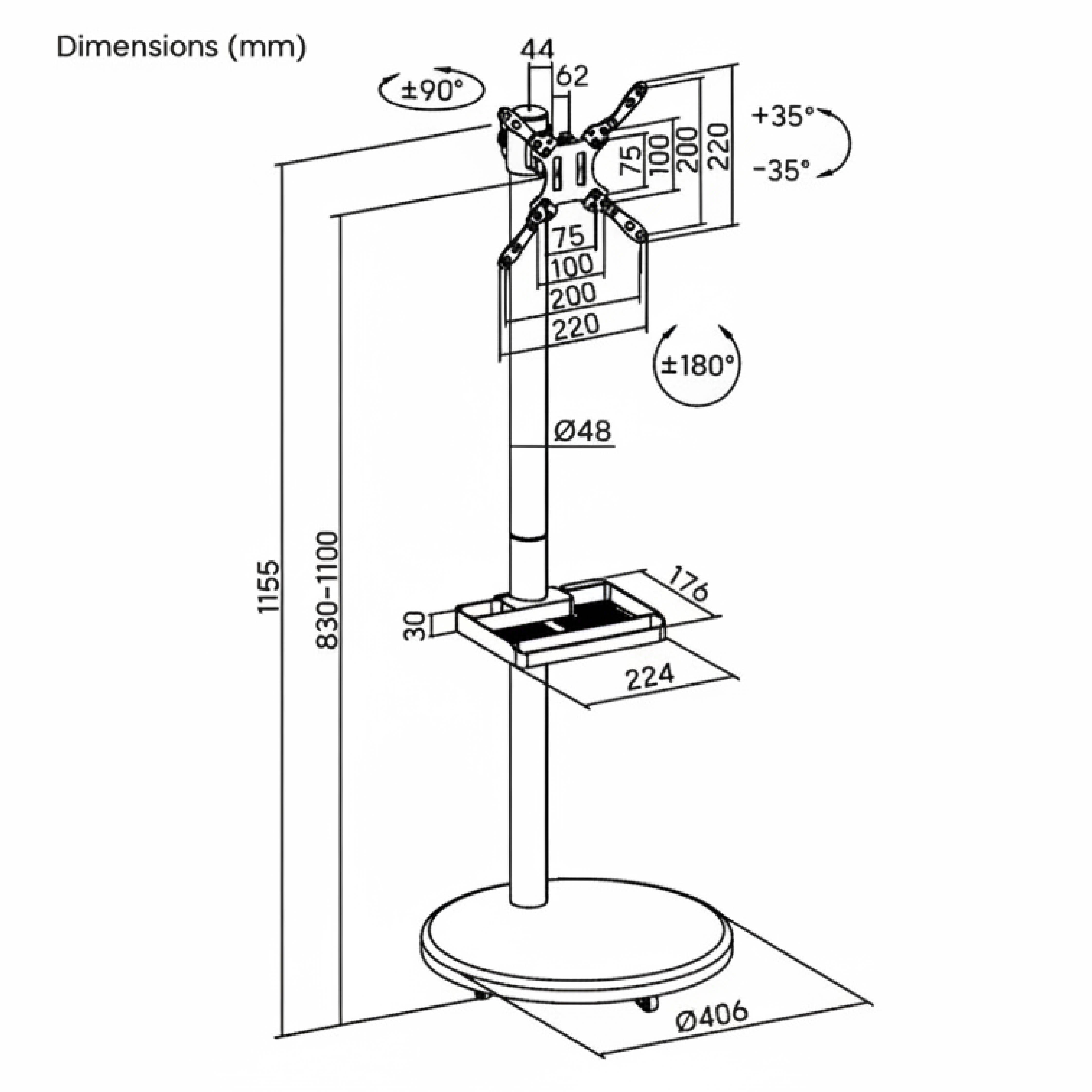 Atlas Mobile Display Floor Stand | T45