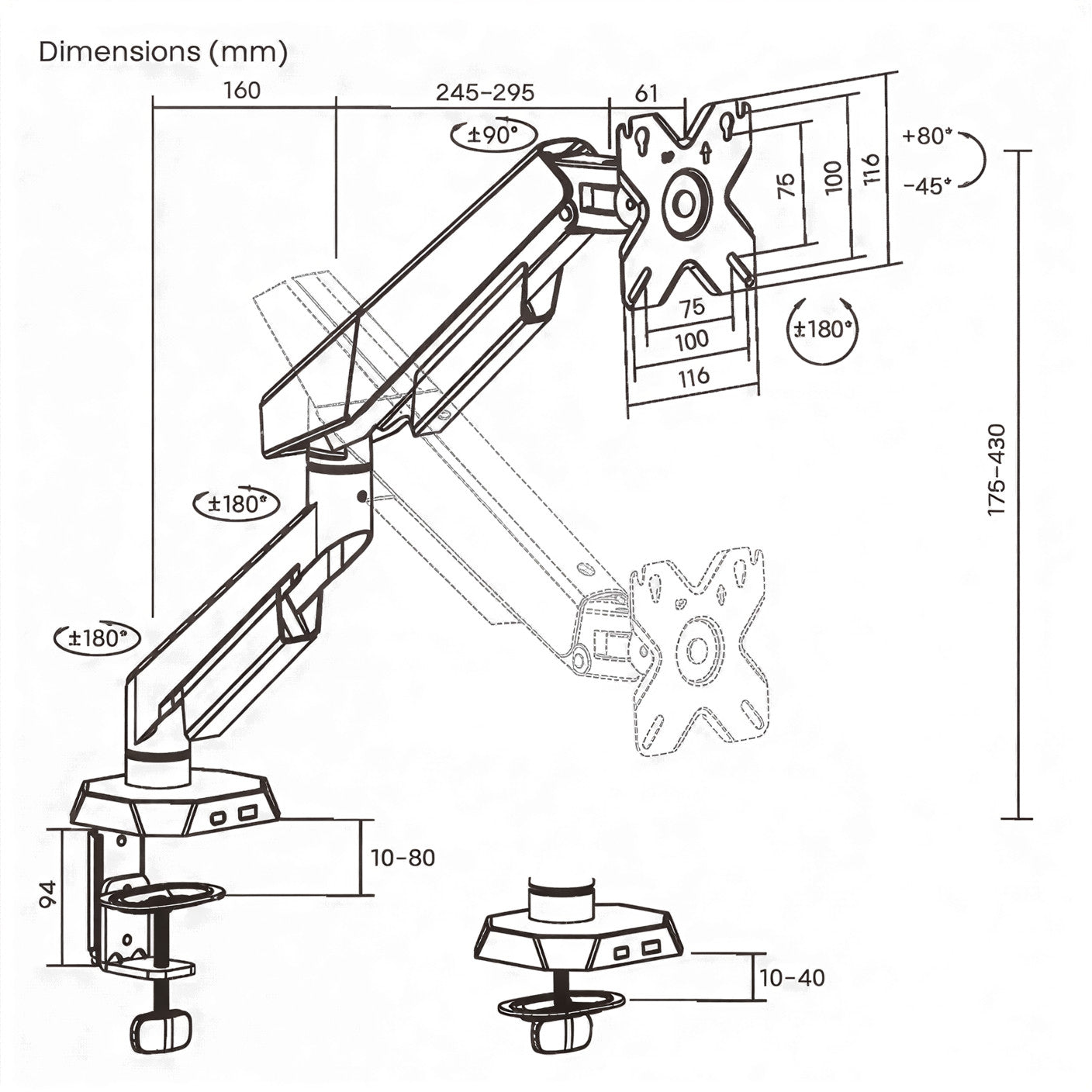 Verge Single Monitor Arm | T73