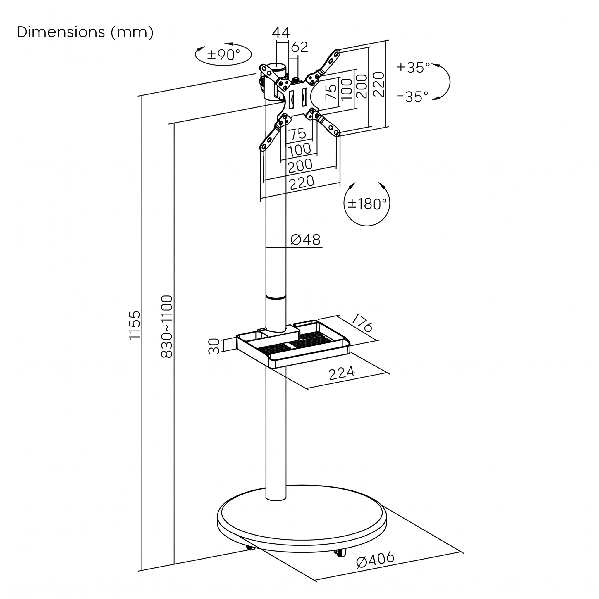 Atlas Mobile Display Floor Stand | T45