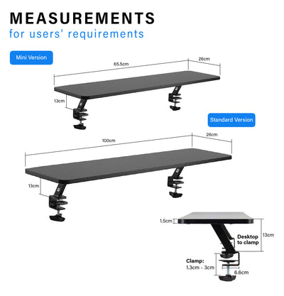 Clamp-On Monitor Riser & Laptop Stand Shelf