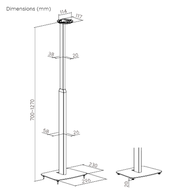 Height Adjustable Speaker Floor Stand for Sonos Era 100