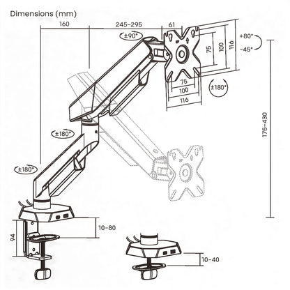 Verge Pro Single Monitor Arm | T74