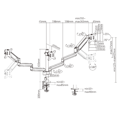 Aero Triple Monitor Arm | T22