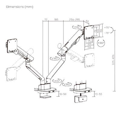 Flex Pro Dual Monitor Arm | T18 PRO