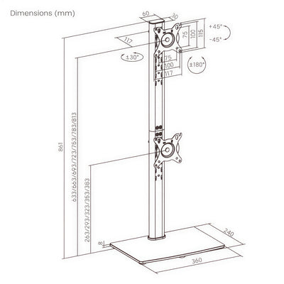 Evo Vertical Dual Monitor Stand | T37