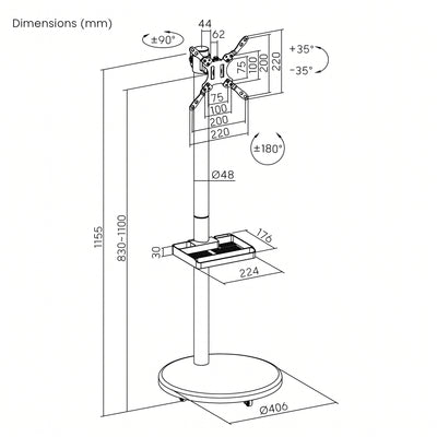 Atlas Mobile Display Floor Stand  | T45